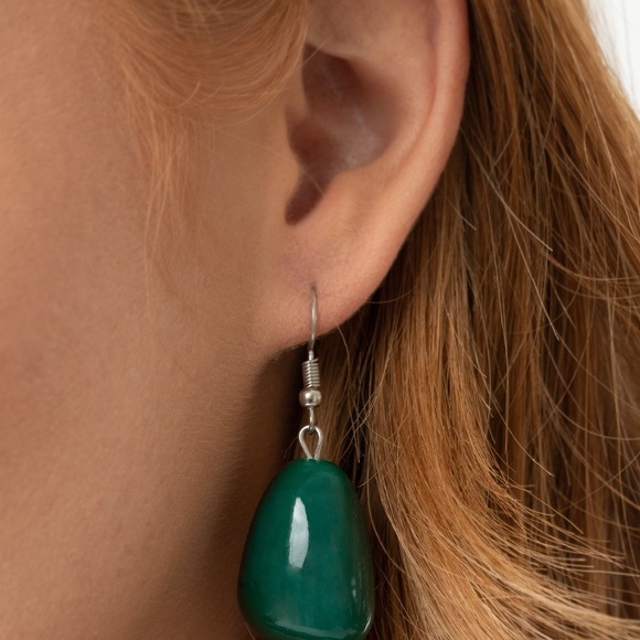 Beautiful Chunky Blue Green & Silver Statement Necklace Set - Picture 4 of 4